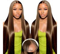 Glueless Wig Human Hair Chocolate Brown 5x6 Pre Cut Lace Wig Human Hair For Black Women, Perruque Femme Naturelle Brésilien Perruque Cheveux Humain Sans Colle Marron Chocolat Straight Wig 24 Pouces