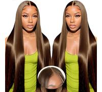 Glueless Wig Human Hair Chocolate Brown 5x6 Pre Cut Lace Wig Human Hair For Black Women, Perruque Femme Naturelle Brésilien Perruque Cheveux Humain Sans Colle Marron Chocolat Straight Wig 18 Pouces
