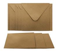 Glüxx-Agent Lot de 30 cartes carrées pliables en papier kraft Marron naturel 135 x 135 mm 220 g/m² Avec enveloppes carrées 140 x 140 mm 90 g/m²