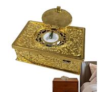 Glugahrif Boîte à musique vintage en fonte d'alliage gaufré - Boîte à musique en métal - Pour côté du lit, commode, table de chevet, chambre à coucher, enfants, adolescents, collectionneurs de musique