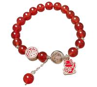 Glugahrif Bracelet de nouvel an chinois, bracelet de perles rouges pour femme, bracelet en cornaline naturelle avec, bracelet, bracelets de, bracelet de protection pour