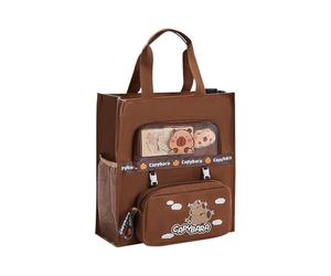 Glugahrif Capybara Sac à main | Sac à bandoulière en coton avec motif | Sac à dos durable pour la journée Matériel scolaire, Café foncé., Siehe Beschreibung