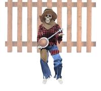 Glugahrif Halloween Skeleton | Squelettes animés drôles Duel de Banjo - Décoration articulée avec Yeux Brillants et Musique pour Jardin, passerelle, Photo, Porche Maison hantée