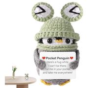 Glugahrif Pingouin au crochet - 10 cm - Jolie poupée d'encouragement tricotée - Pour enfants, adolescents, adultes, Noël, amateurs de bricolage, collectionneur, bureau, bibliothèque, chambre d'enfant