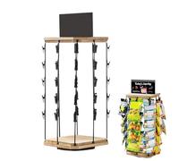 Glugahrif Présentoir à Chips,Support À Chips Organisateur Avec Porte-Étiquettes | 5 Niveaux 40 Pinces Plateau Tournant 360° avec Tableau d'Affichage pour Organisation de Cuisine et Garde-Manger