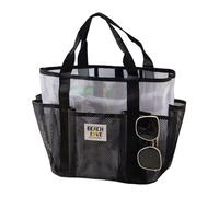 Glugahrif Sacs de plage pour femme - Grand sac de plage en maille - Multifonctionnel - Spacieux - Sac de transport pour les voyages, le sport, les loisirs, les vacances, Noir , Voir description