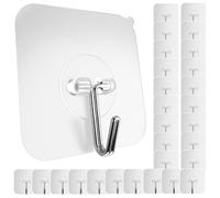 GLUIT Lot de 40 crochets muraux adhésifs pour accrocher des crochets robustes de 10 kg pour murs sans dommages, crochets transparents, imperméables, pour la maison, la salle de bain, la cuisine, le