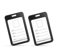 GLUN Lot de 2 porte-cartes d'identité en plastique - Noir - Double face visible - Étanche - Unisexe - Pour bureau, école et université