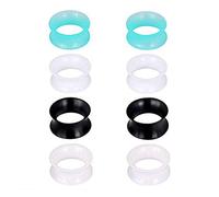Glupez Lot de 6/8/20 tunnels d'oreille en silicone épais - Double évasé - Flexible - 2 G-3/4 - 6 mm - 20 mm, 0G (8MM), Silicone, Pas de gemme