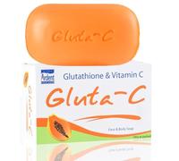 GLUTA-C Savon anti-âge blanchissant pour le visage et le corps, peau éclatante, teint plus clair, anti-acné, éclaircit les taches sombres et les imperfections avec de la vitamine C et des enzymes de