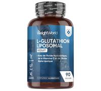 Glutathion Liposomal Réduit 1000mg - 90 Gélules Vegan - Glutathion Liposomal Vitamine C, Acide Hyaluronique, Acide Alpha-Lipoïque - Phospholipides de Tournesol - sans Soja et sans OGM