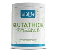 Glutathion Réduit 500 mg PiùLife, 240 Comprimés Avec Vitamine C, NAC (N-acétylcystéine) et Extrait de Chardon-Marie - Antioxydant, Soutien Immunitaire et Bien-être Hépatique