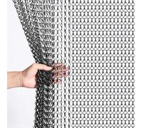 Gluwoer Rideau à Chaînes en Aluminium 90×200cm Rideau Volant en Métal, Écrans de Porte à Rideau de Chaîne, Stores Anti-Insectes Antiparasitaire (Noir)