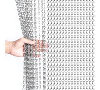 Gluwoer Rideau à Chaînes en Aluminium 90×200cm Rideau Volant en Métal, Écrans de Porte à Rideau de Chaîne, Stores Anti-Insectes Antiparasitaire (Gris)