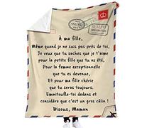 GLUXIT Couverture Plaid Personnalisée pour à ma Fille/Mon Fils Couverture Message Lettre en Français Idée Cadeau Noël - Encourager Et Aimer(Size:150x200cm,Color:Maman A Ma Fille)