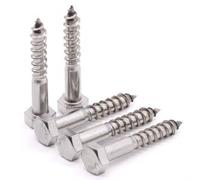 Glvaner Lot de 12 vis tire-fond à tête hexagonale M8 x 60 mm en acier inoxydable DIN571, couverture complète du filetage, finition unie