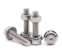 Glvaner Lot de 25 boulons hexagonaux M6 x 16 mm en acier inoxydable à tête de rondelle extra large avec bride GB 5789 et écrous hexagonaux et rondelles plates Assortiment de filetage complet