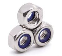 Glvaner Lot de 25 écrous hexagonaux M8-1,0 mm en acier inoxydable à filetage fin UNF, écrous de verrouillage hexagonaux en acier inoxydable 304 avec insert en nylon bleu, couverture complète du filetage