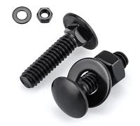 Glvaner Lot de 6 boulons de carrosserie en acier inoxydable 1/2-13 x 1-1/2", écrous hexagonaux et rondelles plates noires, tête ronde, col carré, acier inoxydable 304 18-8, couverture complète du