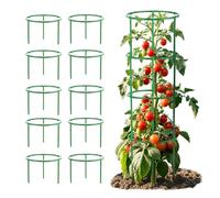 Glvomazty 10 Supports de Tuteur Tomate Cerise, Tuteur pour Plante Amovible, Support pour Plantes Grimpantes, Anneau de Support de Plante Pieux à Hortensias,Pivoines,Plantes, D x H : 20 x 16 cm 60pcs
