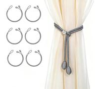 Glvomazty 6 Pièces Embrasses de Rideaux, Embrases pour Voilages, Réglables Attache Rideaux, pour Fixation, pour la Maison, Le Bureau, la Décoration de Fenêtre, pour Décoration de Maison, Hôtel (Gris)