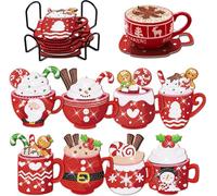 Glvomazty 8 Pièces Diamant Peinture Dessous Thème de Noël Acrylique Diamond Painting Coasters Kit avec Support pour La Maison, Bureau Adultes Débutants Amateurs d'ar