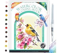 Glvomazty Cahiers D'aquarelle Livre, Carnet Coloriage Adulte Anti Stress, Livre-Magique-Eau Peinture Avec Pinceaux et 12 Couleurs pour Débutants Adolescents Adultes Cadeau Creatif