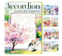 Glvomazty Cahiers D'aquarelle Livre, Carnet Coloriage Adulte Anti Stress, Livre-Magique-Eau Peinture Avec Pinceaux et 12 Couleurs pour Débutants Adolescents Adultes Cadeau Creatif