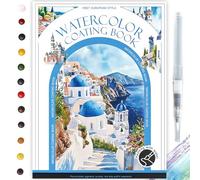 Glvomazty Cahiers D'aquarelle Livre, Carnet Coloriage Adulte Anti Stress, Livre-Magique-Eau Peinture Avec Pinceaux et 12 Couleurs pour Débutants Adolescents Adultes Cadeau Creatif