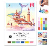 Glvomazty Cahiers D'aquarelle Livre, Carnet Coloriage Adulte Anti Stress, Livre-Magique-Eau Peinture Avec Pinceaux et 16 Couleurs pour Débutants Adolescents Adultes Cadeau Creatif