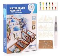 Glvomazty Cahiers D'aquarelle Livre, Carnet Coloriage Adulte Anti Stress, Livre-Magique-Eau Peinture Avec Pinceaux et 12 Couleurs pour Débutants Adolescents Adultes Cadeau Creatif