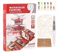 Glvomazty Cahiers D'aquarelle Livre, Carnet Coloriage Adulte Anti Stress, Livre-Magique-Eau Peinture Avec Pinceaux et 12 Couleurs pour Débutants Adolescents Adultes Cadeau Creatif