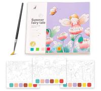 Glvomazty Cahiers D'aquarelle Livre, Carnet Coloriage Adulte Anti Stress, Livre-Magique-Eau Peinture Avec Pinceaux et 6 Couleurs pour Débutants Adolescents Adultes Cadeau Creatif