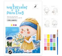 Glvomazty Cahiers D'aquarelle Livre, Carnet Coloriage Adulte Anti Stress, Livre-Magique-Eau Peinture Avec Pinceaux et 16 Couleurs pour Débutants Adolescents Adultes Cadeau Creatif