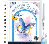 Glvomazty Cahiers D'aquarelle Livre, Carnet Coloriage Adulte Anti Stress, Livre-Magique-Eau Peinture Avec Pinceaux et 12 Couleurs pour Débutants Adolescents Adultes Cadeau Creatif