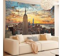 GLWDMB 1 pièce | Empire State Building vintage effet visuel 3D Tapisserie murale en polyester à suspendre pour chambre à coucher, bureau, dortoir, décoration de fête, avec emballage d'installation |