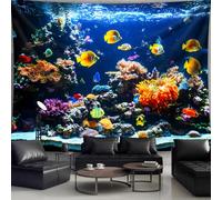 GLWDMB 1 pièce | Grande tapisserie sous-marine en polyester à suspendre au mur pour chambre à coucher, bureau, dortoir, décoration de fête, avec emballage d'installation | 230 x 180 cm