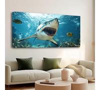 GLWDMB 1 toile de 70 x 140 cm, requin blanc, grand poster d'art mural et impressions, image murale pour salon, chambre à coucher, salle à manger, bureau (sans cadre)