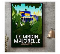 GLWDMB Affiche en toile le jardin Majorelle de Marrakech, peinture murale, image prête à l'emploi pour décor de chambre à coucher et de salon - Non encadré, 1 Pièce