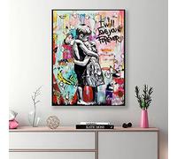 GLWDMB Banksy Poster mural « I Will Love You Forever » - Graffiti - Impression sur toile pour décoration d'intérieur - Sans cadre - 1 pièce
