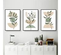 GLWDMB Ensemble de 3 affiches abstraites plantes géométrie toile images d'art mural pour salon décor mural élégant sans cadre, 3 Pièces