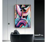 GLWDMB Peinture sur toile abstraite, Portrait Sexy de femmes avec lèvres, peinture murale d'art nu, images imprimées sur toile pour décoration de salon et de maison - Non encadré, 1 Pièce
