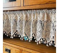 GLWDMB Rideau Court, Style Maison de Campagne, Broderie Creuse Beige, Rideau Brise-bise Vintage Dentelle Crochet Rideau Brise-bise Rideau bistrot rétro élégant cáfe Rideau Court W150xH68cm