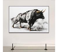 GLWDMB Tableau sur toile avec taureau noir, peinture de tauromachie, impression sur toile, animal moderne, affiche d'art, décoration murale, sans cadre, 1 Pièce