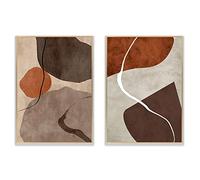 GLWDMB Toile d'art mural abstrait moderne, peinture marron minimaliste, bloc de couleur, lignes de pierre, affiche imprimée, image pour salon, sans cadre, 2 Pièces