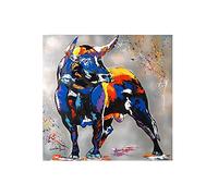 GLWDMB Toile de Graffiti de taureau espagnol, peinture de bétail fort, imprimés de combat, tableau d'art mural pour salon - Encadrée, 1 Pièce