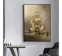 GLWDMB Toile de peinture de bateau rétro nordique, affiches de paysage marin de bateau, images d'art murales de voilier pour la décoration de la maison - Non encadré, 1 Pièce