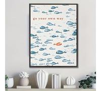 GLWDME 1 pièce 40x60cm Va Ton Chemin Créatif à Thème Poisson, Affiches et Impressions, Tableau sur Toile, Peinture Murale pour Salon, Chambre(sans cadre, juste l'affiche)