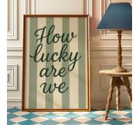 GLWDME 1 pièce 60x80cm Quelle Chance Nous Avons avec Rayures Vert Sauge, Affiches et Impressions, Tableau sur Toile, Peinture Murale pour Salon, Chambre(sans cadre, juste l'affiche)