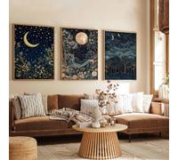 GLWDME 3 pièces 20x30cm Vintage William Morris Ciel Nocturne au Clair de Lune, Affiches et Impressions, Tableau sur Toile, Peinture Murale pour Salon, Chambre(sans cadre, juste l'affiche)